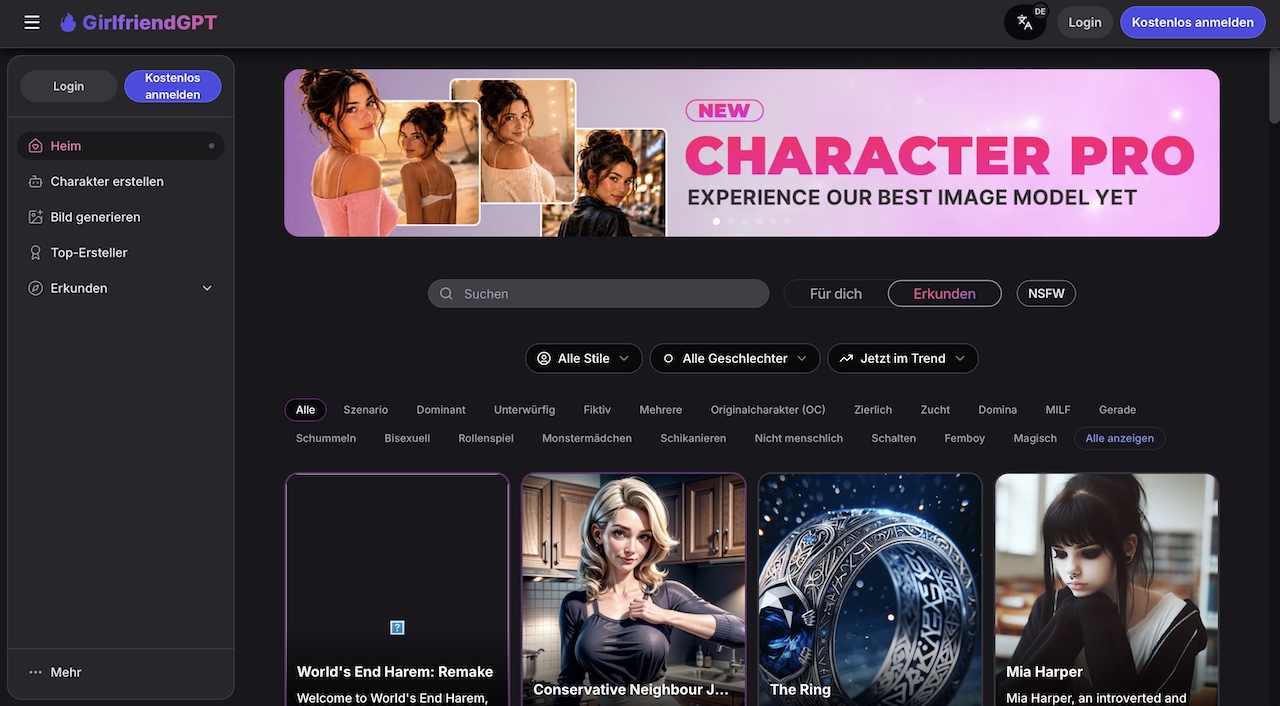 GirlfriendGPT als Secrets AI Alternative für Roleplay