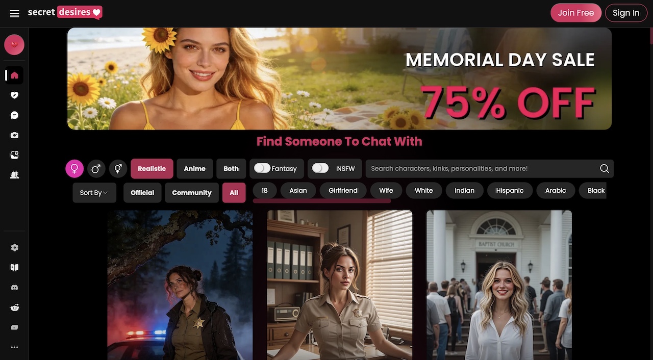 Test der Plattform Secret Desires AI