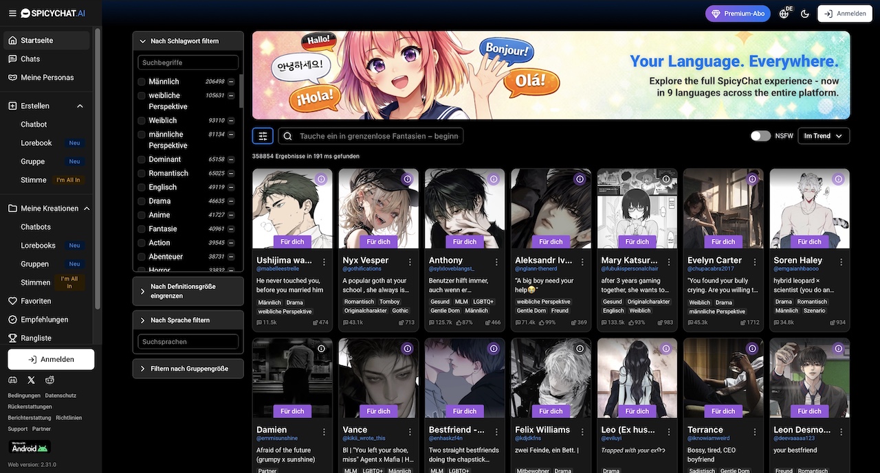SpicyChat AI als Candy AI Alternative für Roleplay