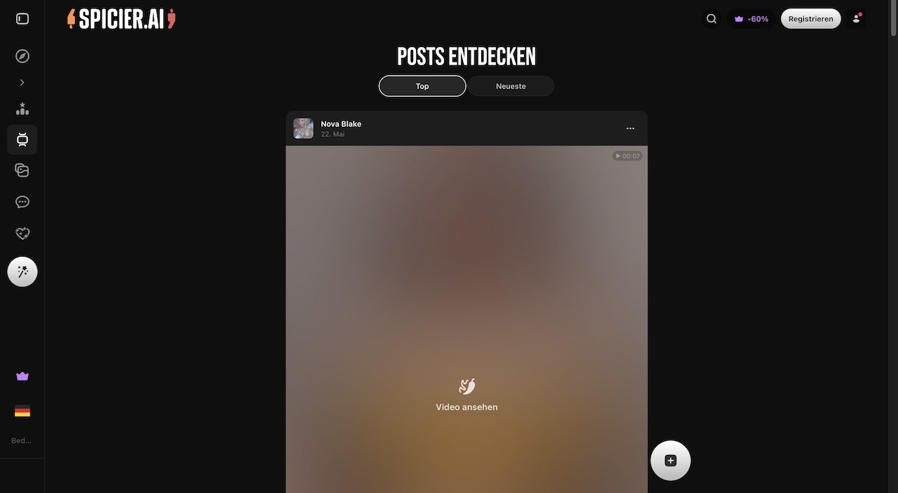 NSFW Reels scrollen auf Spicier AI im test NSFW Reels scrollen auf Spicier AI im test
